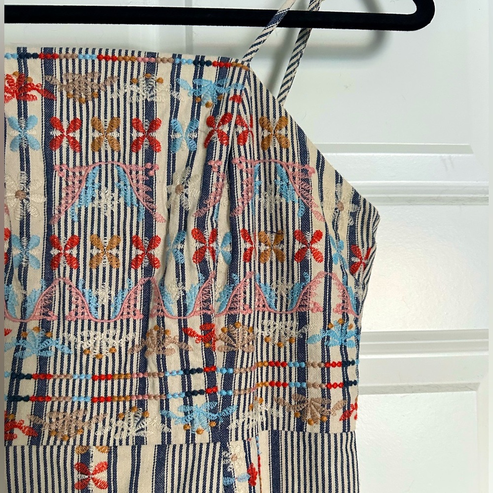 THML Spaghetti Strap Dress with Colorful Embroidery